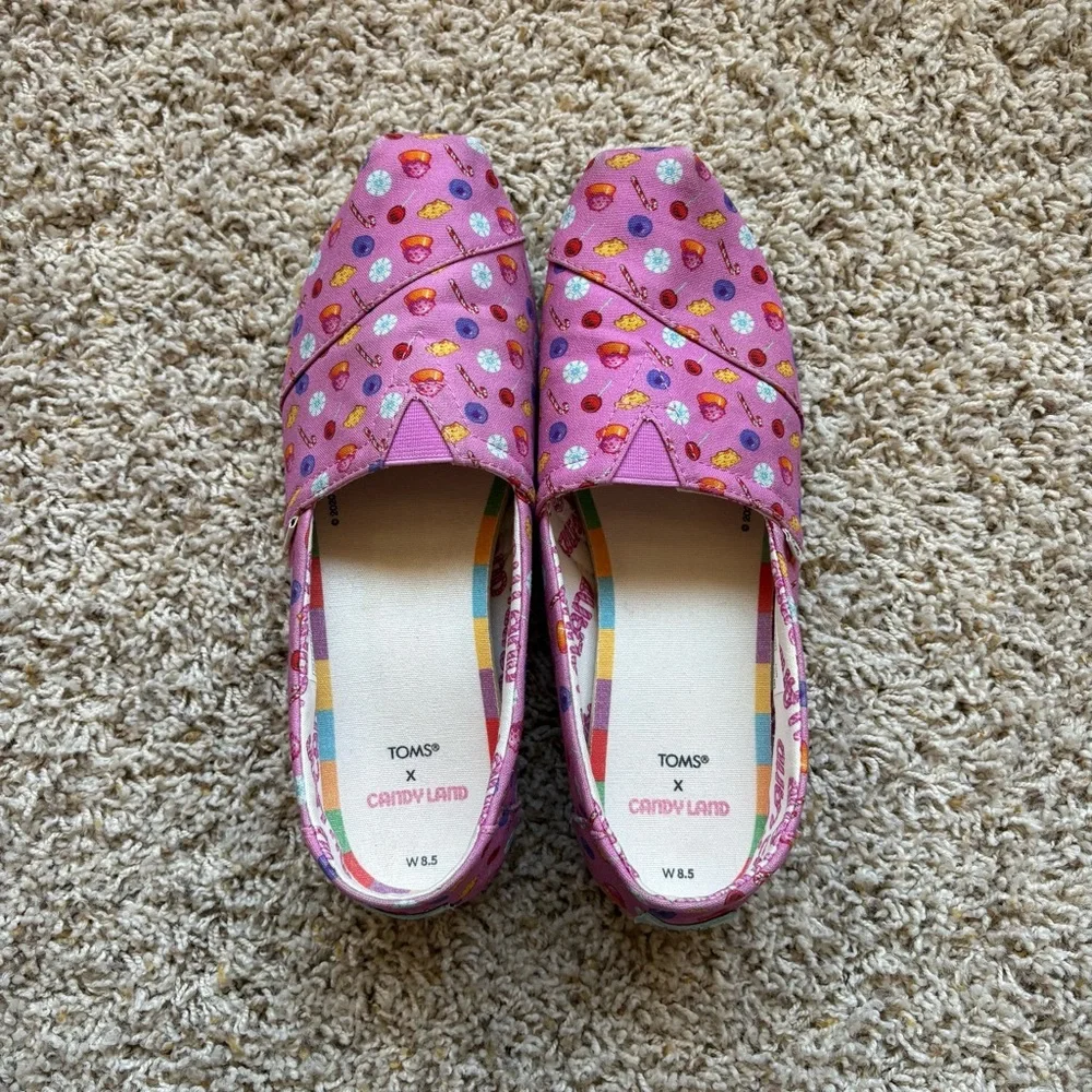 TOMS X CANDY LAND Pink Slip On Shoes Flats Alpargata Women's Size 8.5